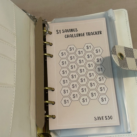 White Checkered  A6 Budget Binder/Planner Bundle - Picture 3 of 8